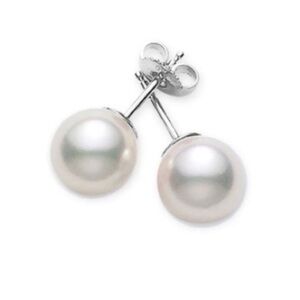 Renaissance Collection Freshwater 14k White Gold Pearl Stud Earrings 925 Silver